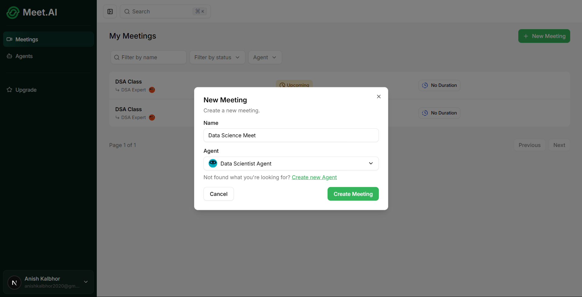Create Meeting Screen